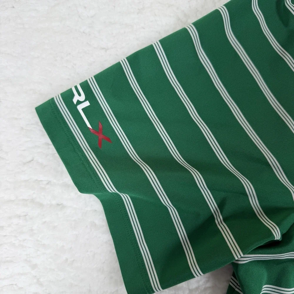 Men's Polo Ralph Lauren RLX Performance Golf Polo Shirt Size XL Green Striped